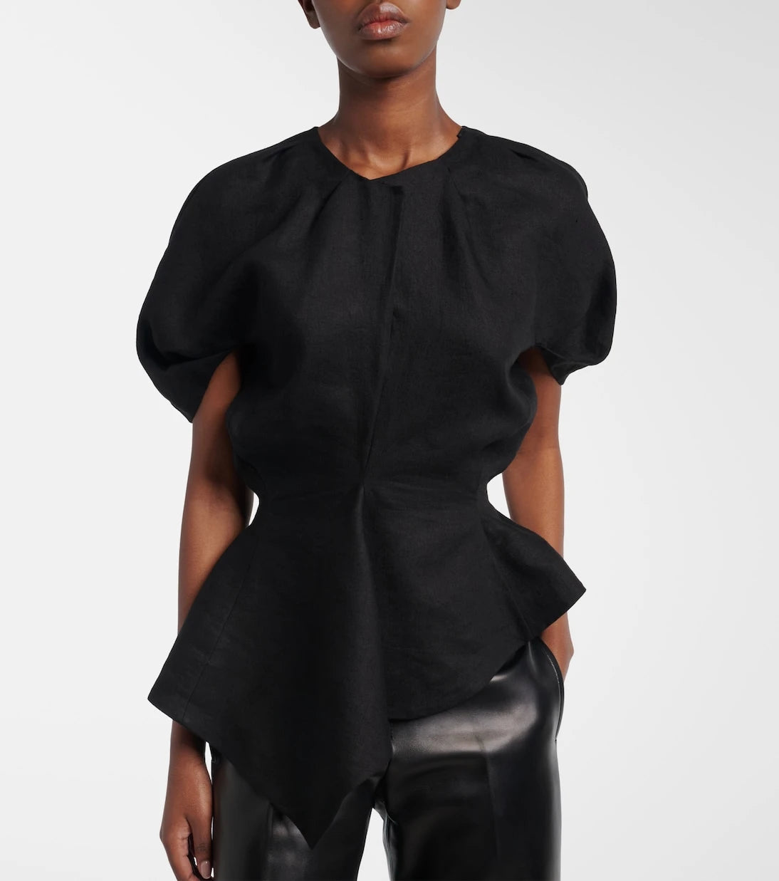 Khaite - Rumi peplum linen-blend top