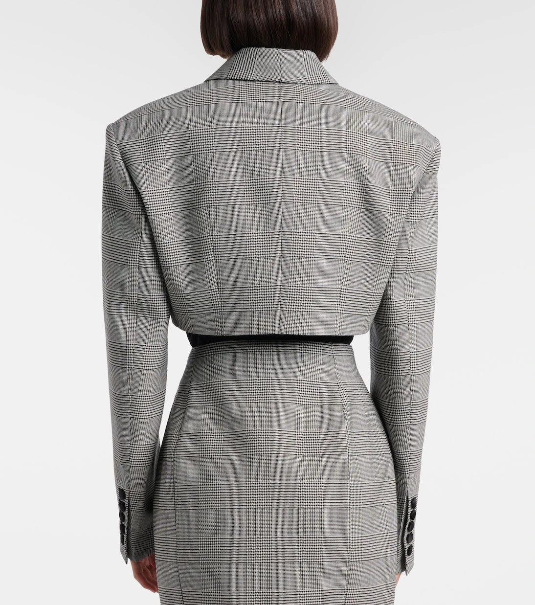 Balmain - Houndstooth cropped wool-blend blazer