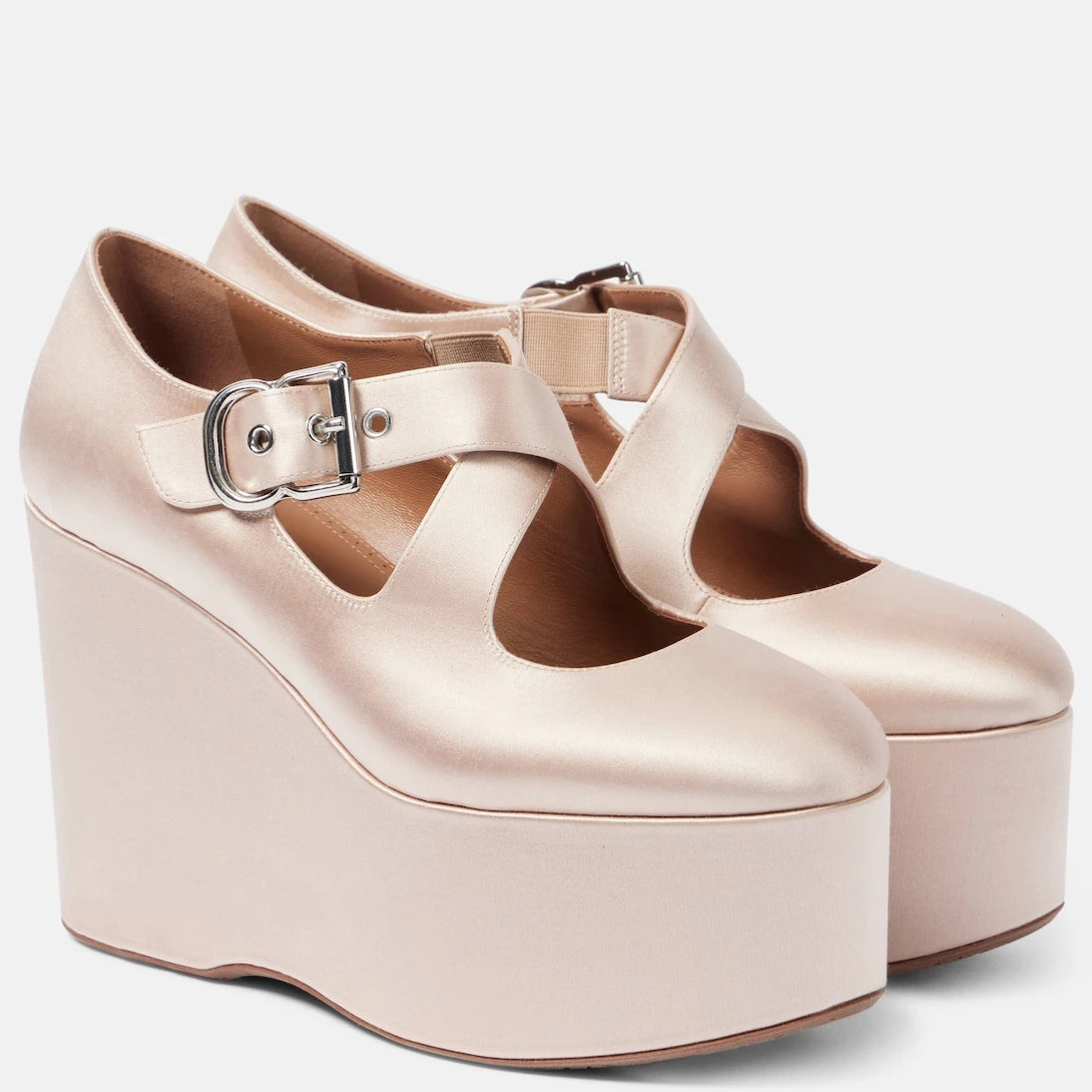 Alaïa - 110 satin platform wedges