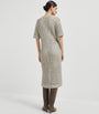 Brunello Cucinelli Grey Net Dazzling Knitted Midi Dress