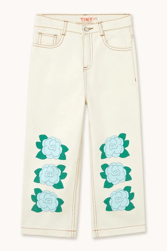 Tinycottons дънки за деца BLUE FLOWER PRINT DENIM JEANS