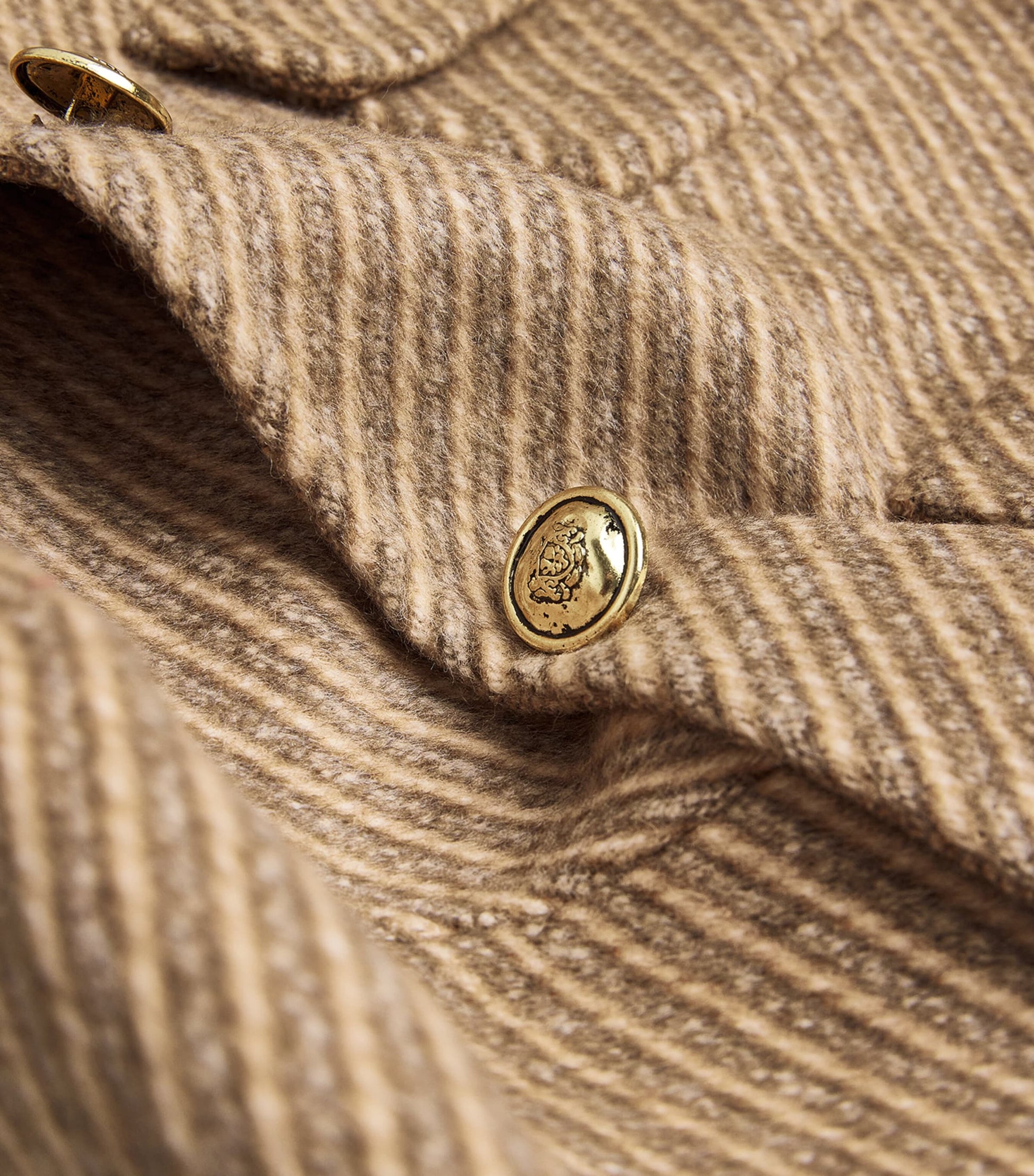 Sandro Paris Beige Wool-Blend Stripe Cropped Jacket