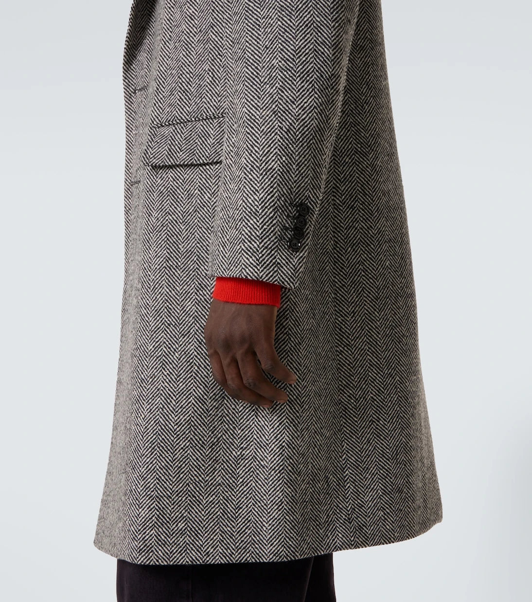 Lardini - Herringbone virgin wool tweed overcoat