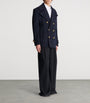 Balmain Merino Wool-Blend Stripe Pea Coat