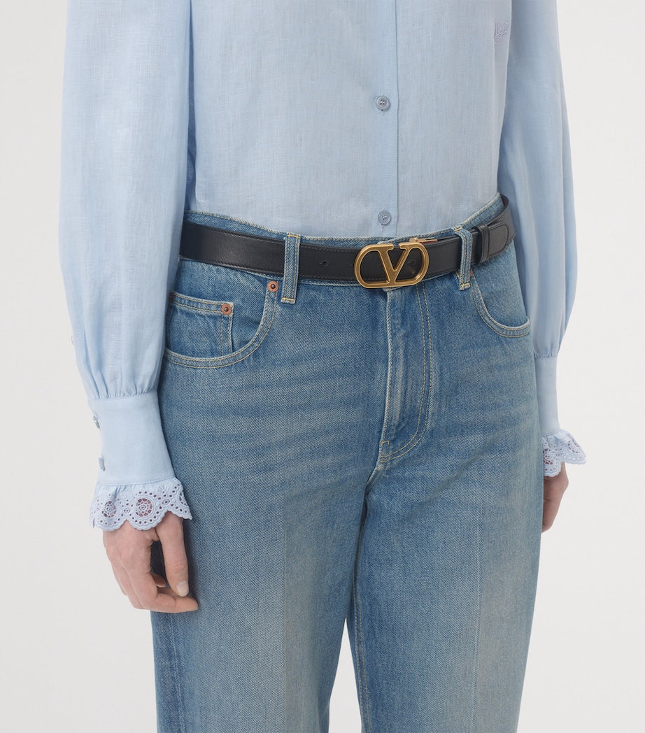 Valentino Garavani Black Reversible VLogo Signature Belt