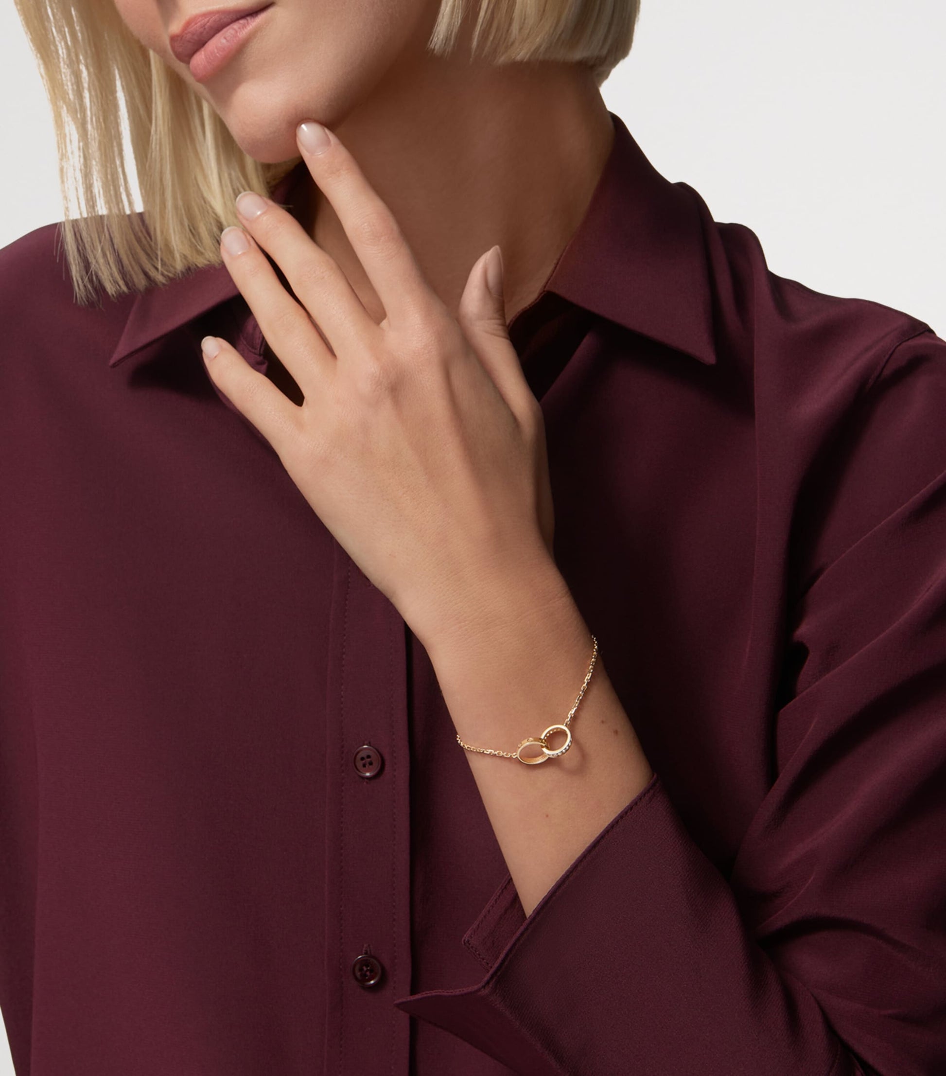 Yellow Gold and Diamond LOVE Chain Bracelet