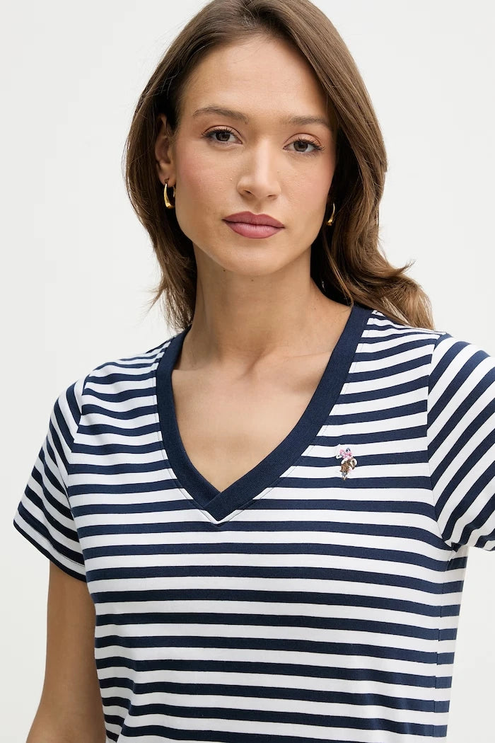 Памучна тениска U.S. Polo Assn. STRIPE V-NECK