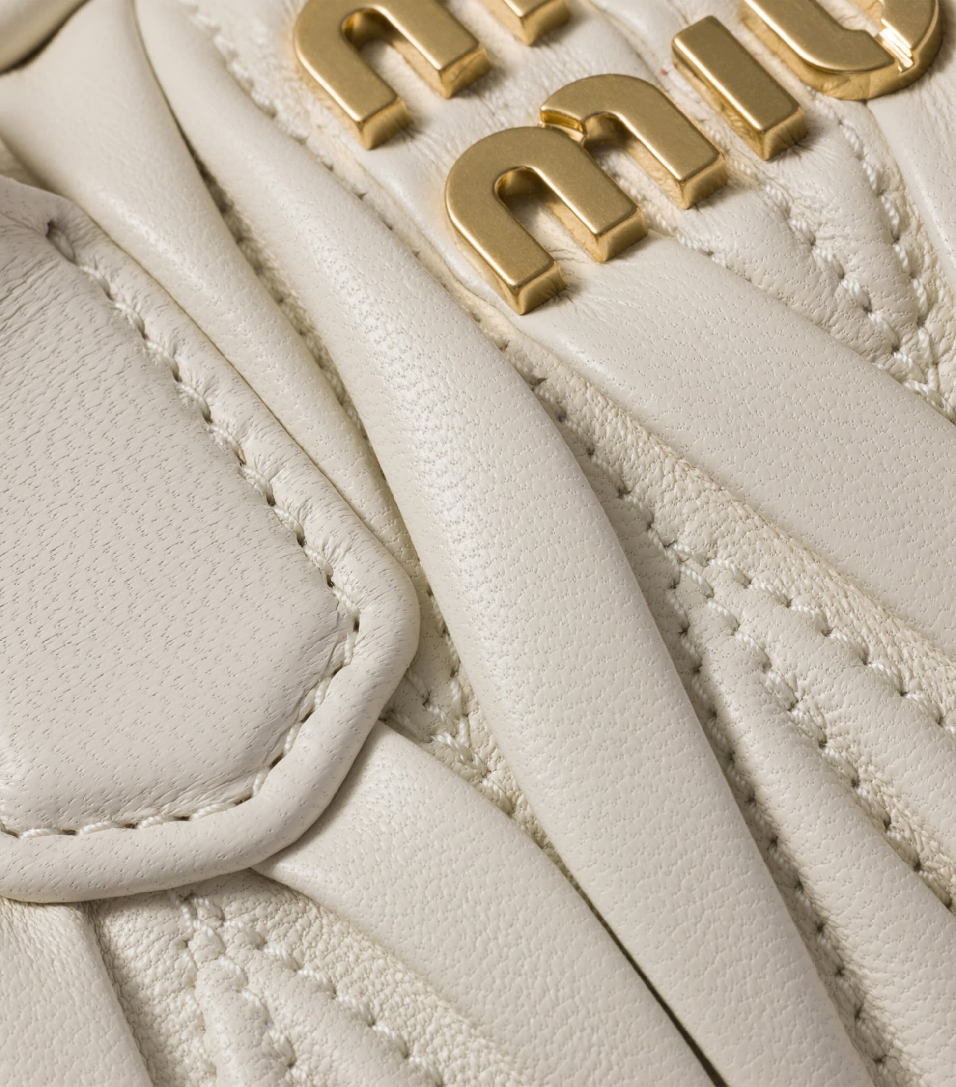 Miu Miu White Mini Matelassé Leather Arcadie Top-Handle Bag