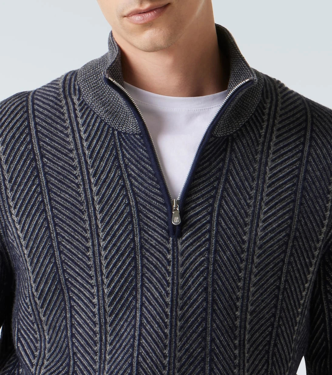 Brunello Cucinelli - Balıksırtı kaşmir yarım fermuarlı süveter