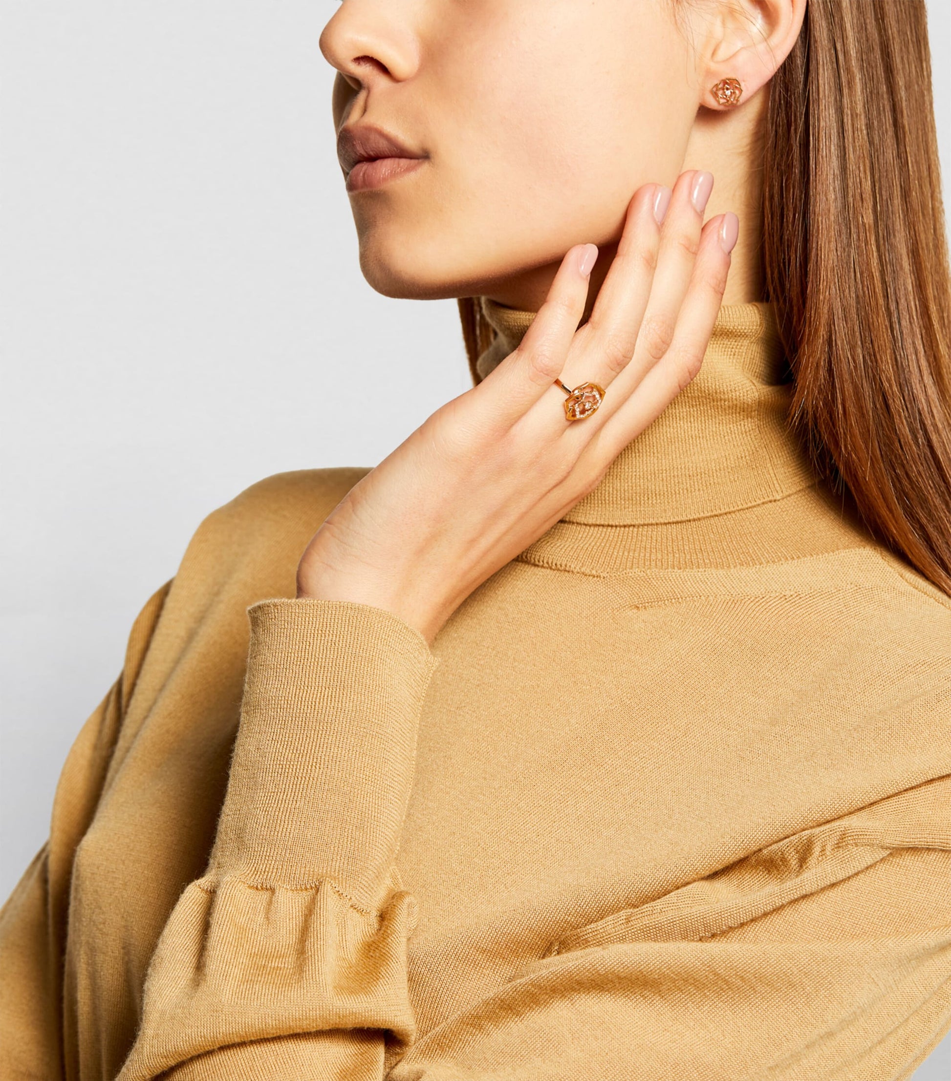 Rose Gold and Diamond Rose Earrings