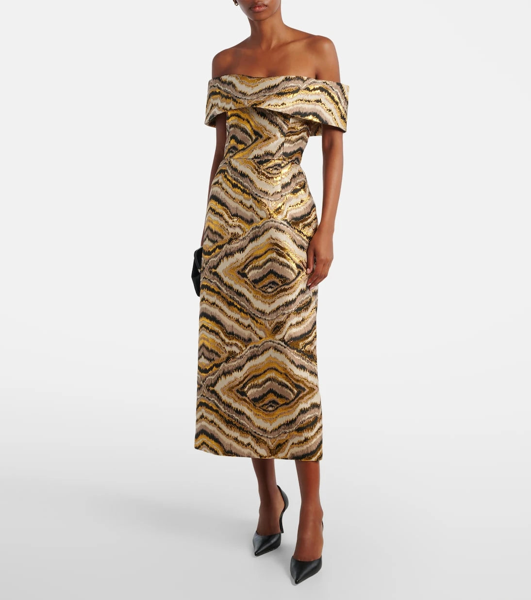 Markarian - Gloria off-shoulder jacquard midi dress