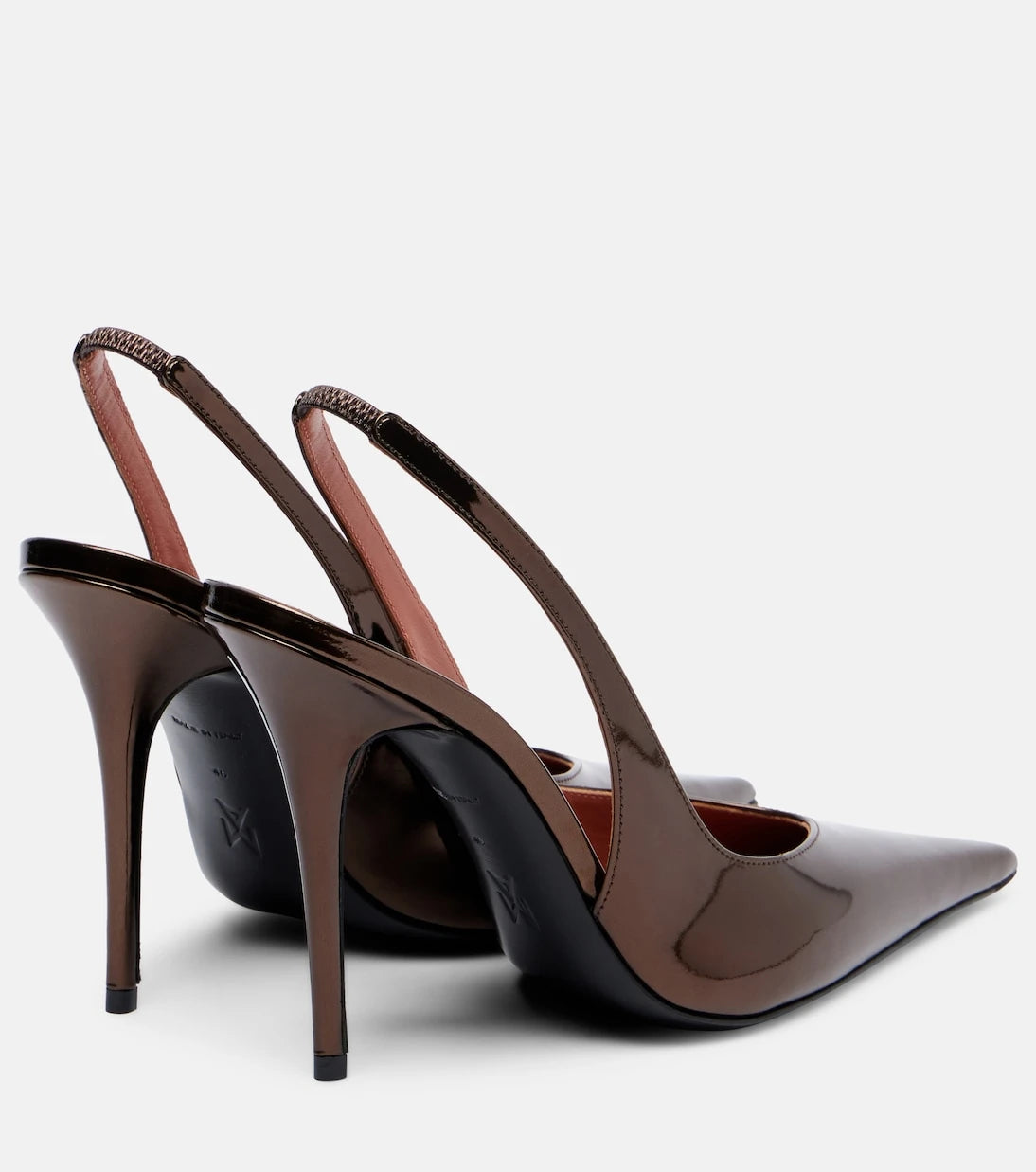 Amina Muaddi - Anok 105 mirrored leather slingback pumps