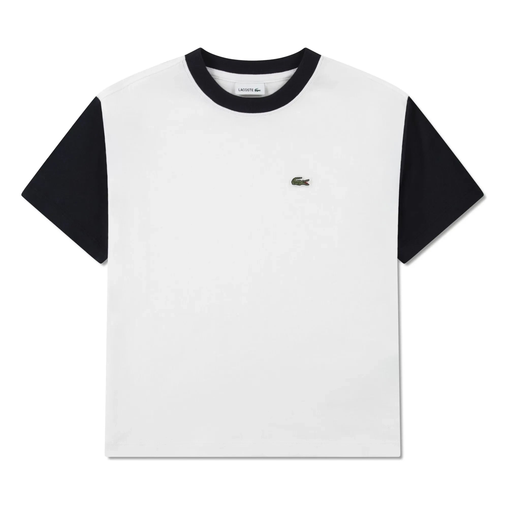 Lacoste - Organic Cotton Logo Contrast Sleeve T-Shirt | Off white