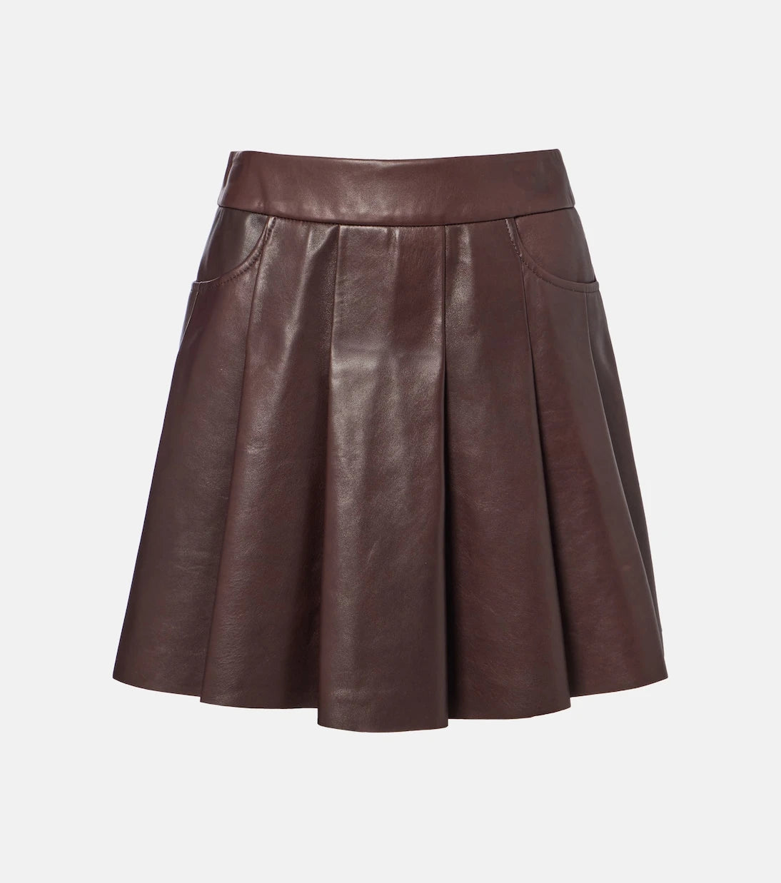 Nour Hammour - Pleated leather miniskirt