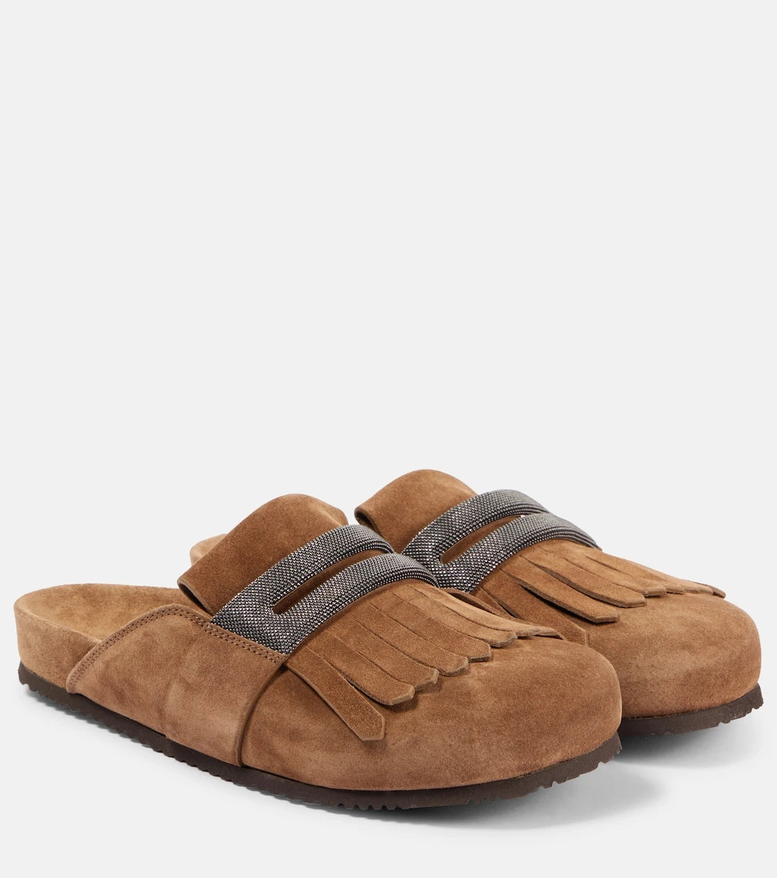 Brunello Cucinelli - Fringed suede slippers