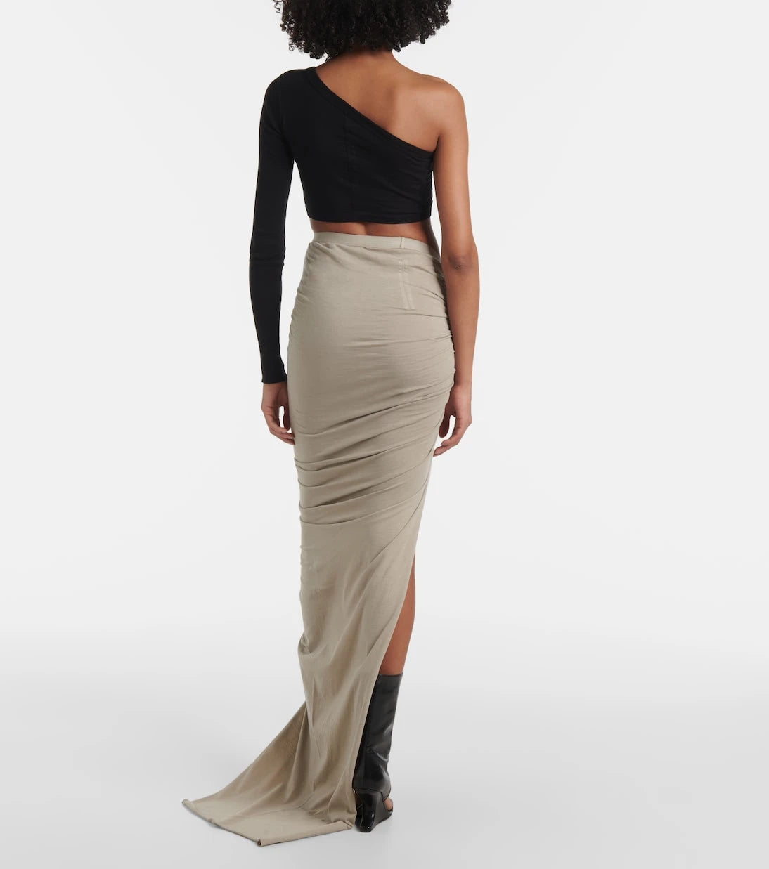 Rick Owens - Ruched cotton jersey maxi skirt