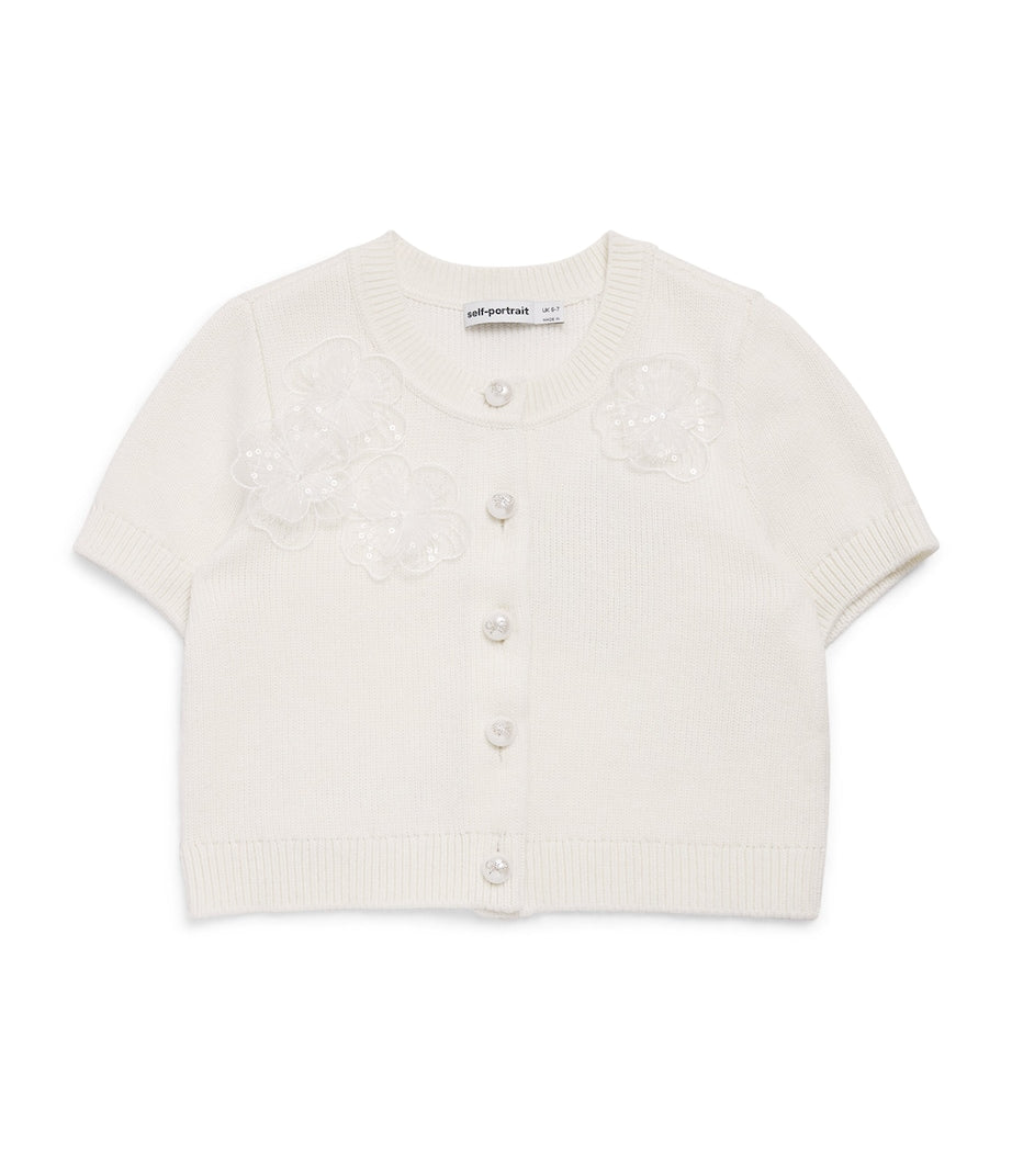 Self-Portrait Kids Short-Sleeve Flower Cardigan (3-12 Years)