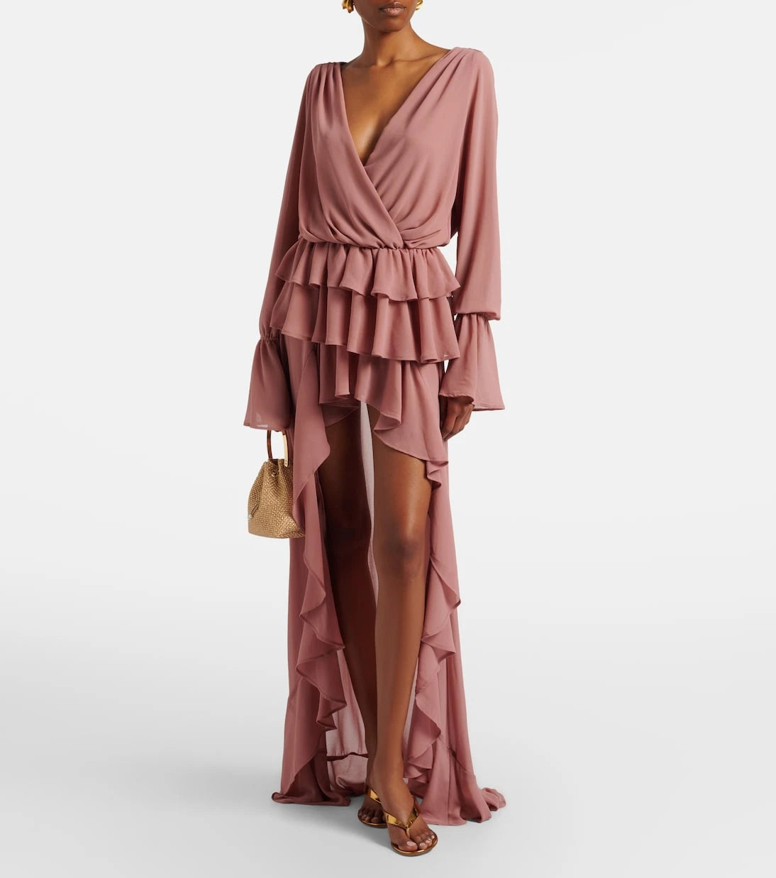 Bananhot - Giselle asymmetric tiered maxi dress