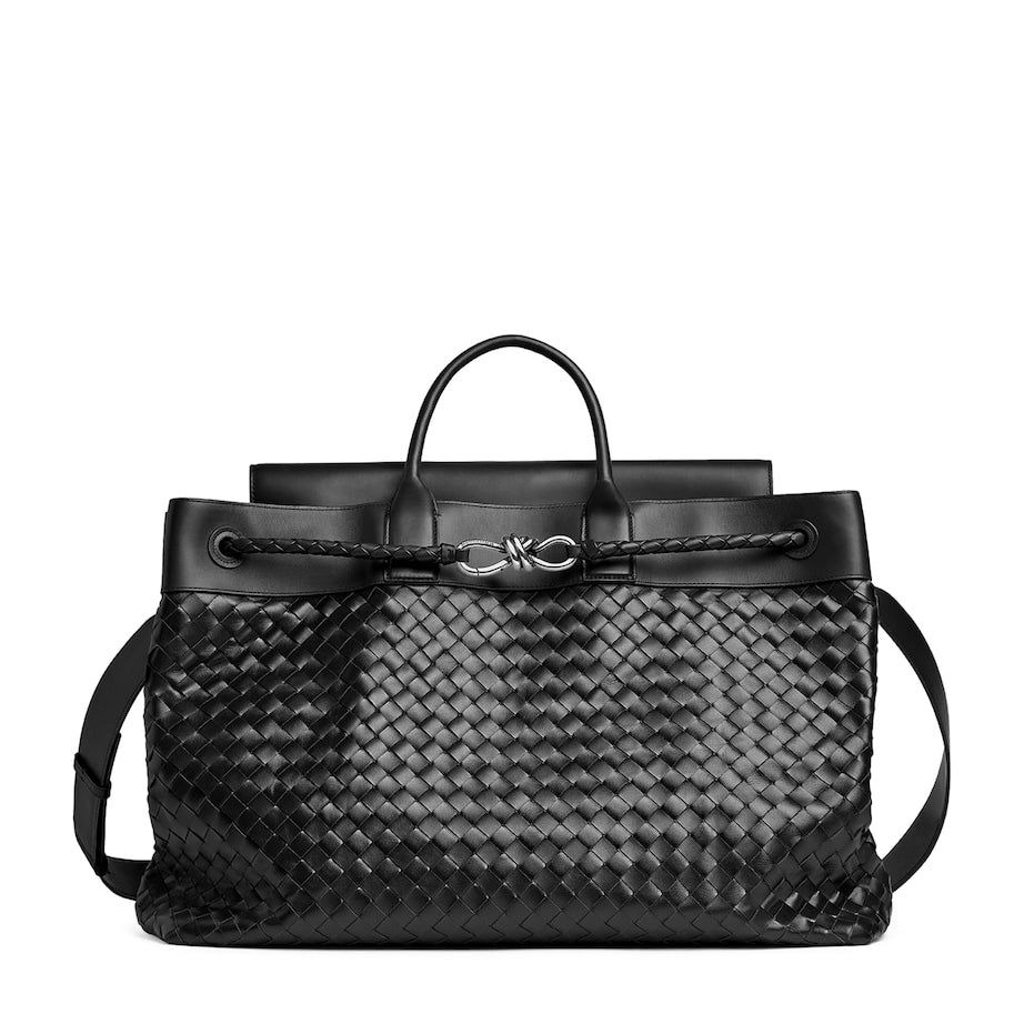 Bottega Veneta Grey Large Calfskin Andiamo Voyager Holdall
