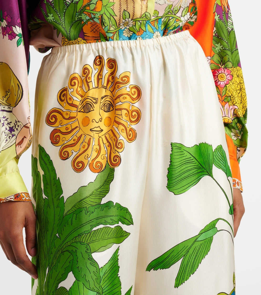 Alémais - Tiger silk twill wide-leg pants