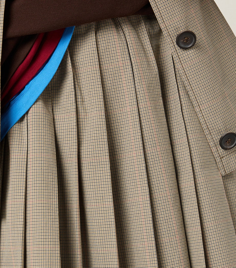 Miu Miu Green Cotton-Blend Pleated Midi Skirt