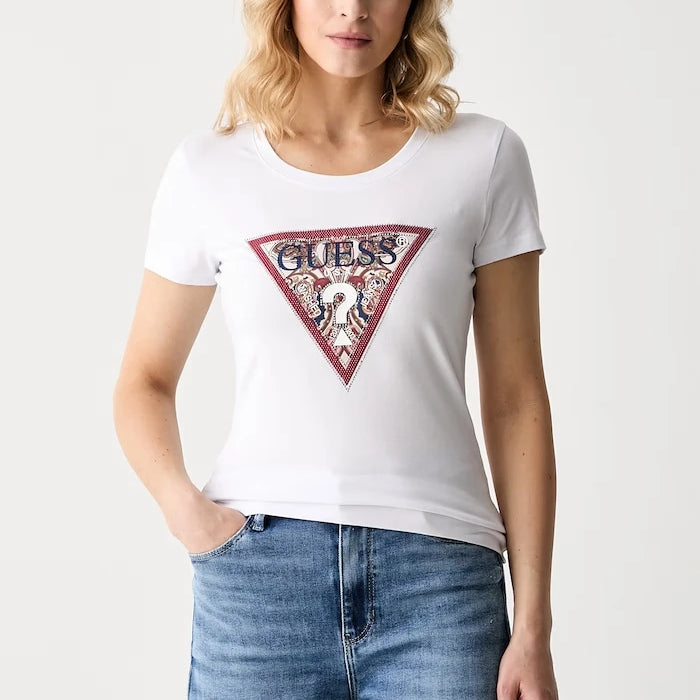 Guess Pamuk ve Elastanlı Kadın Tişört PAISLEY