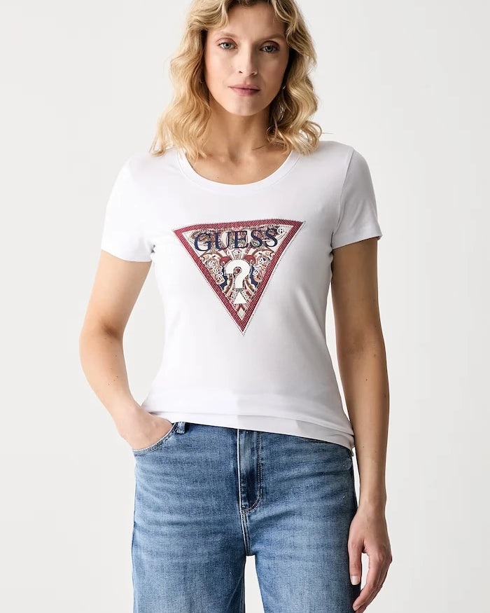 Guess Pamuk ve Elastanlı Kadın Tişört PAISLEY