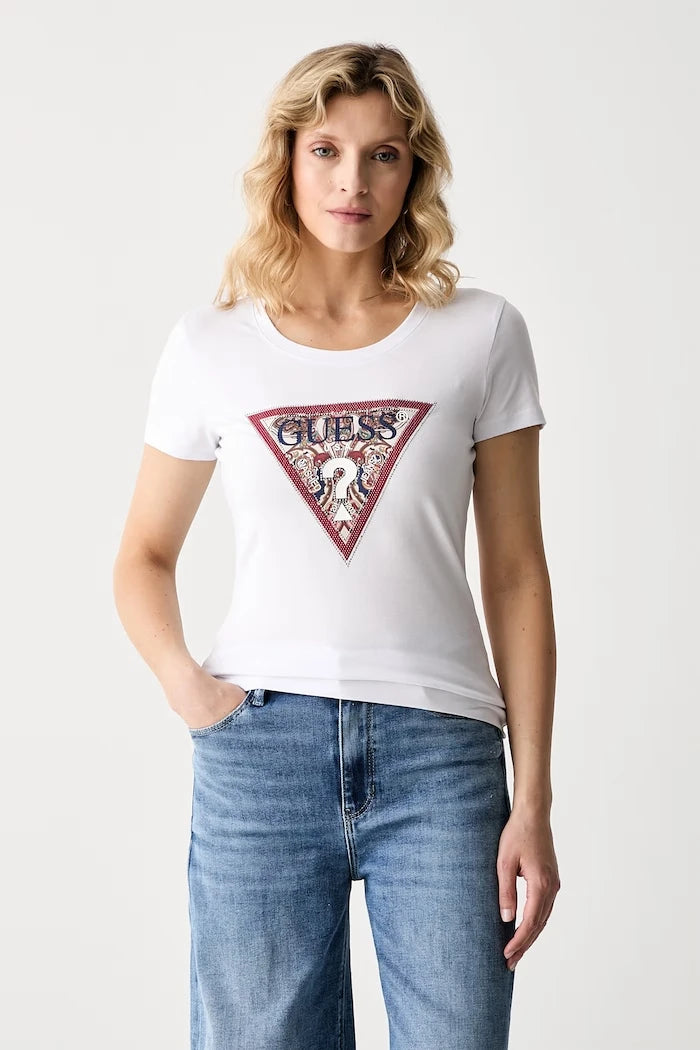 Guess Pamuk ve Elastanlı Kadın Tişört PAISLEY