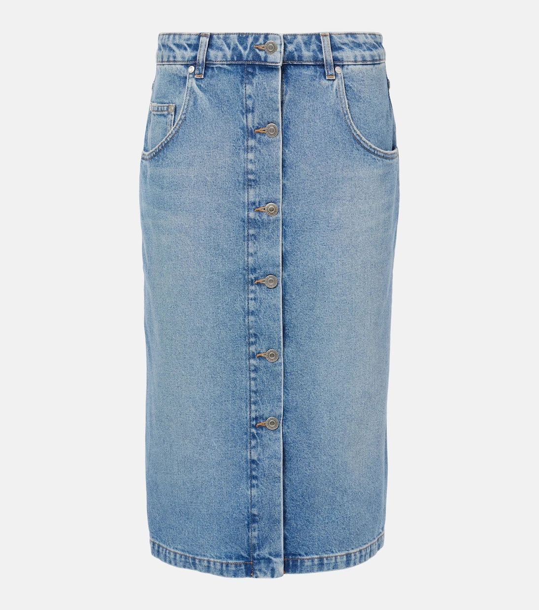 Stella McCartney - Chain-detail denim midi skirt