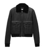 Saint Laurent Black Shearling-Collar Leather Jacket