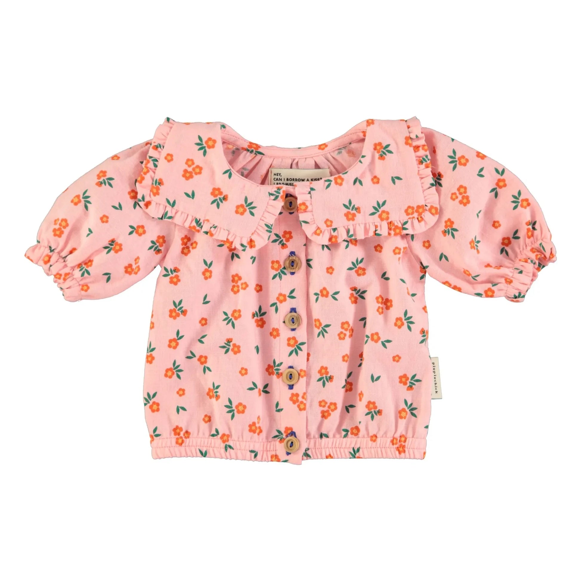 Piupiuchick - Blouse Fleuri Organic Cotton | Peach