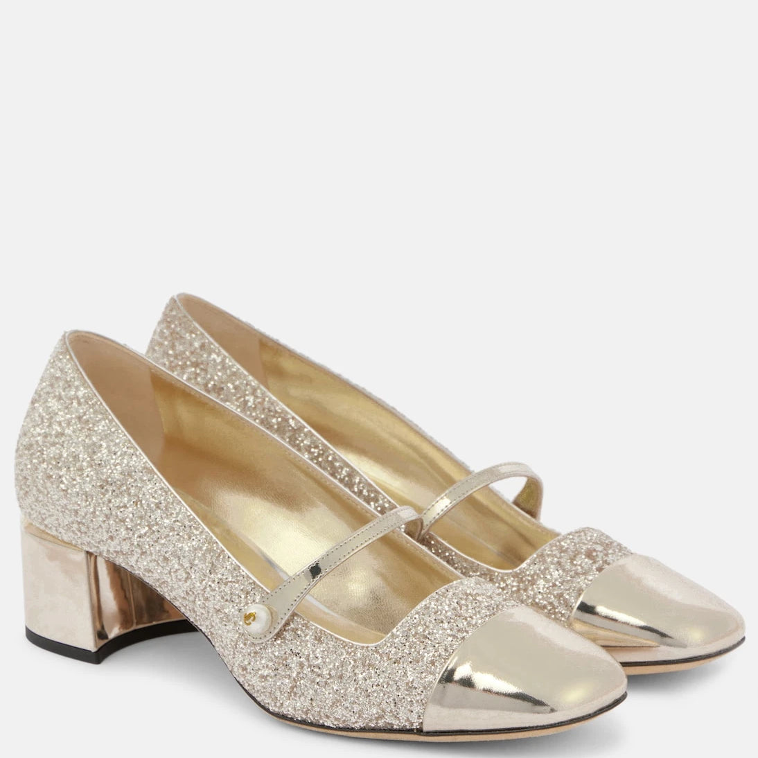 Jimmy Choo - Elisa 45 glitter and leather pumps
