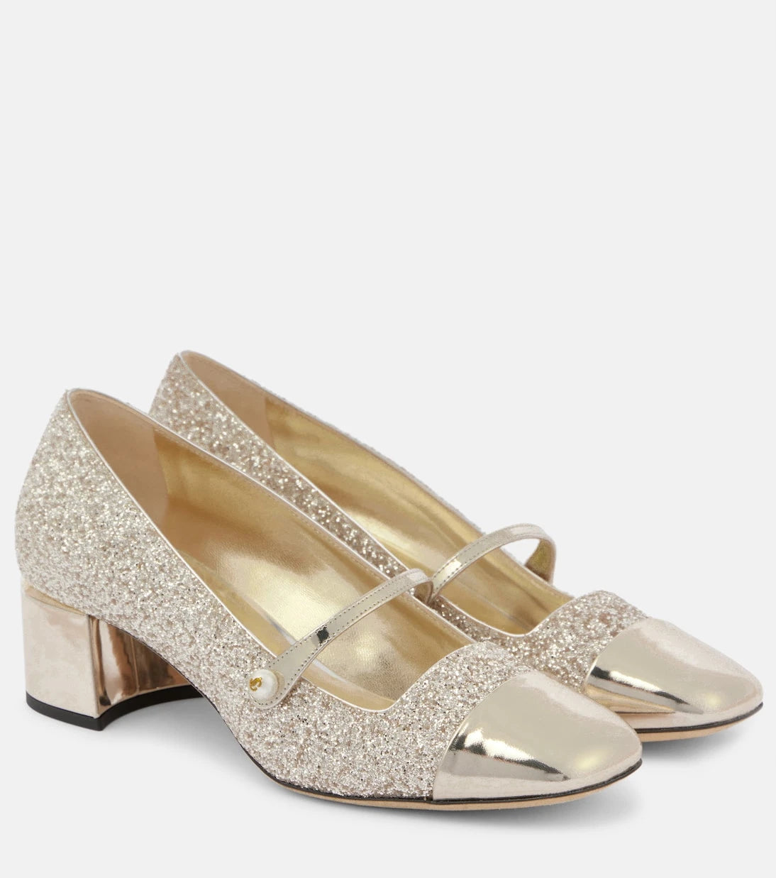 Jimmy Choo - Elisa 45 glitter and leather pumps
