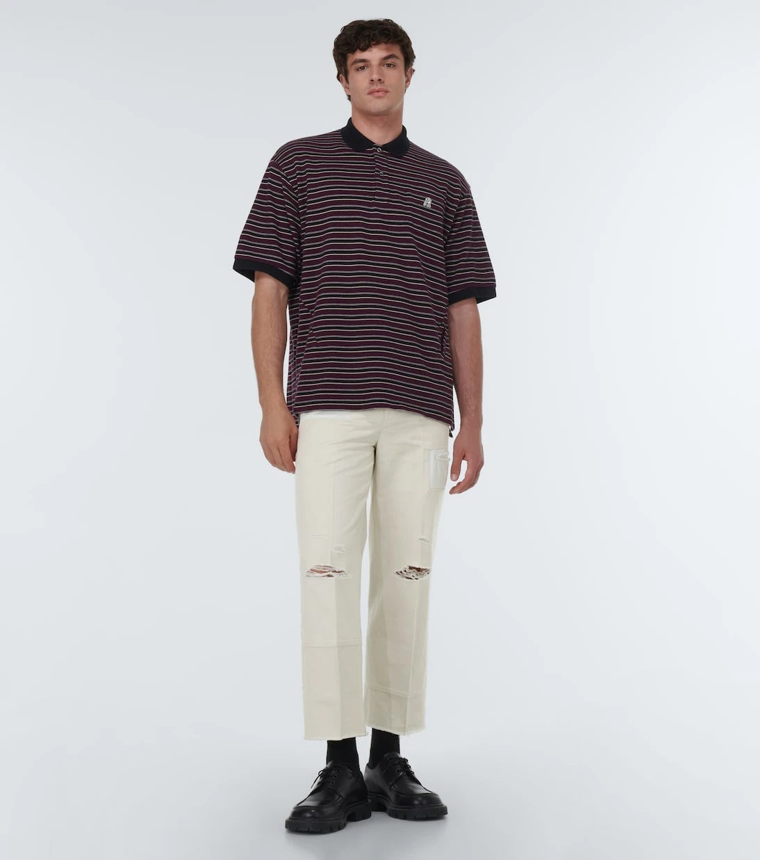 Undercover - Striped cotton polo shirt