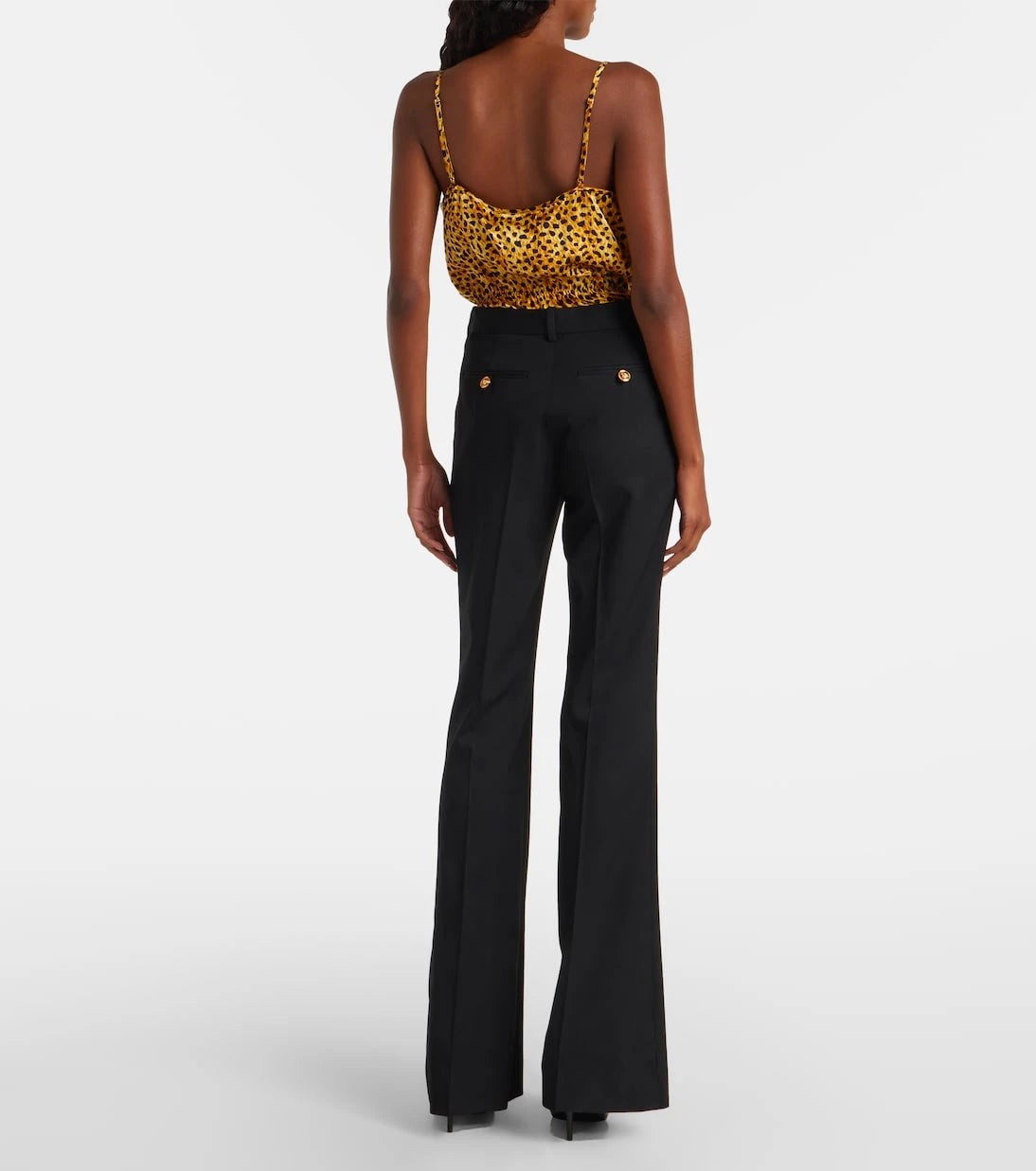 Versace - Leopard-print silk satin bodysuit