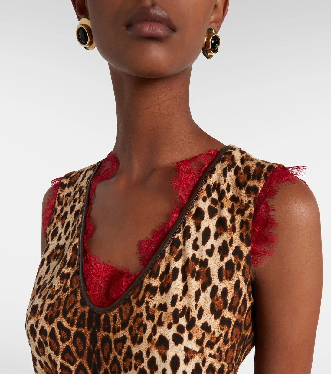 Jacques Wei - Lace-trimmed leopard-print top