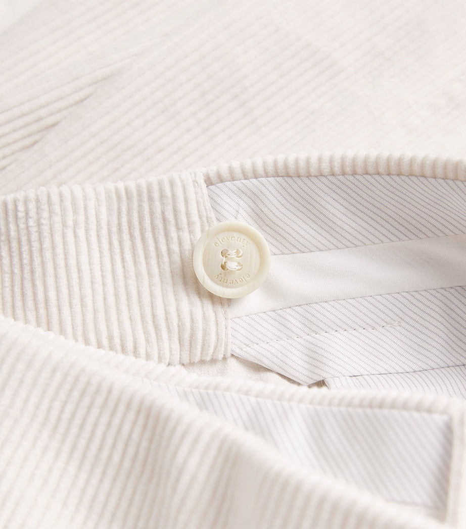 Eleventy White Cotton-Blend Corduroy Trousers