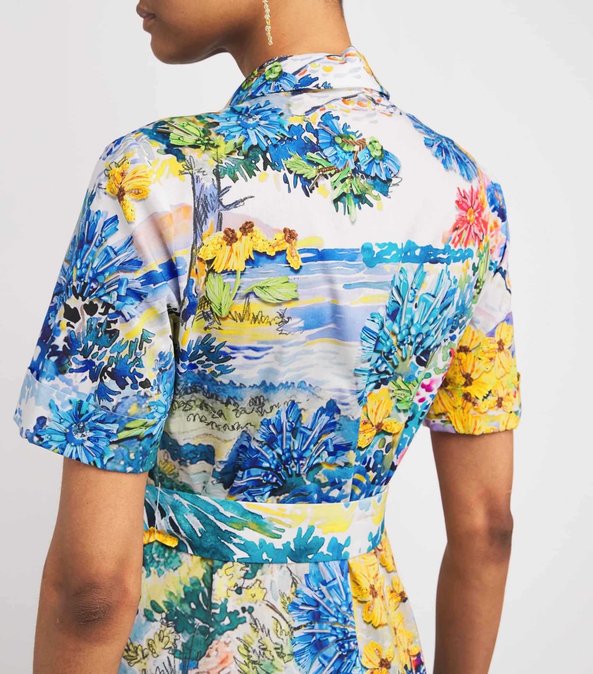 Mary Katrantzou Multi Satin Como Shirt Midi Dress