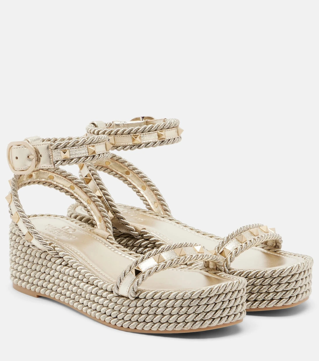 Valentino Garavani - Rockstud Torchon leather espadrille sandals