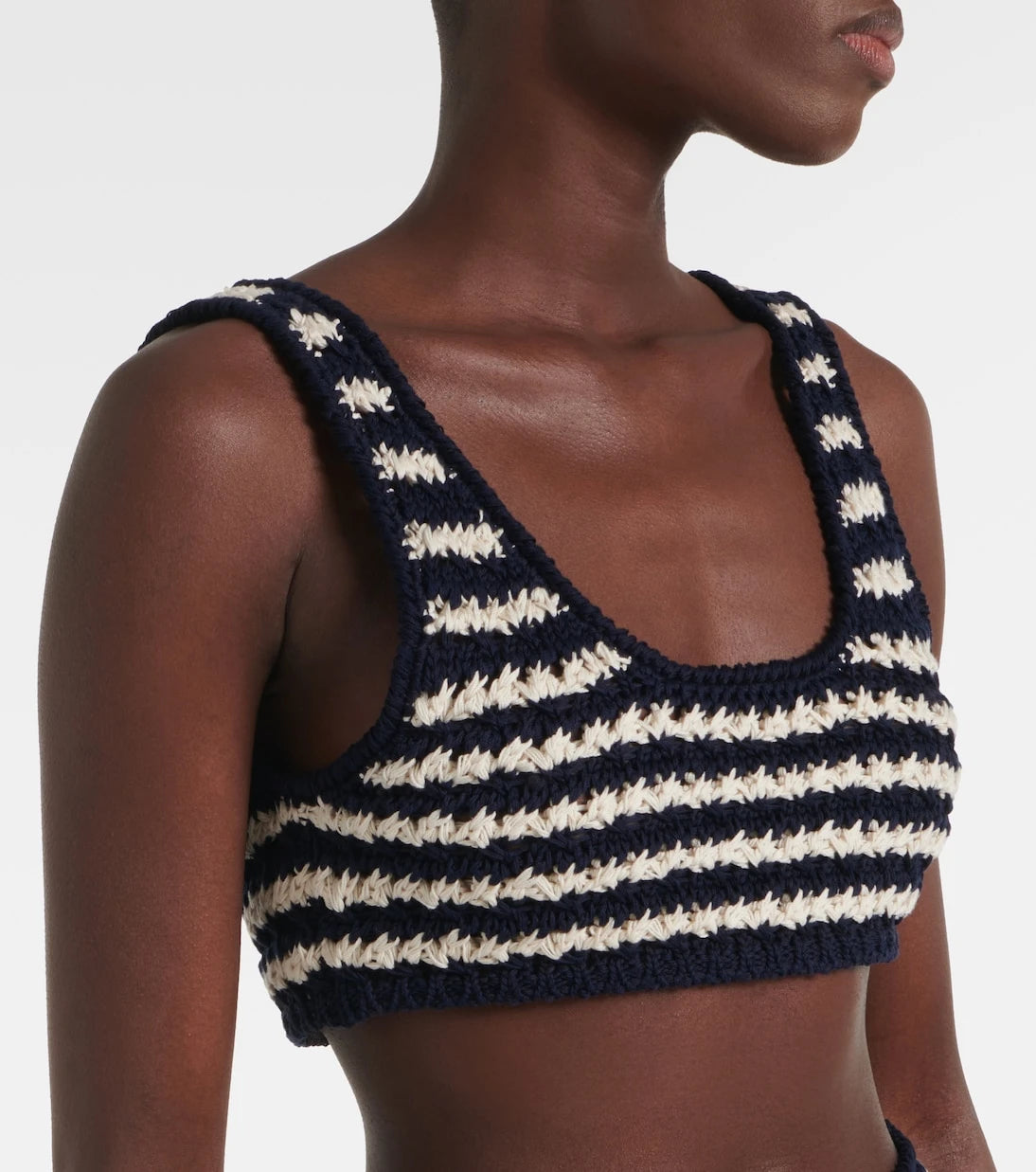 Prada - Crochet striped cotton crop top