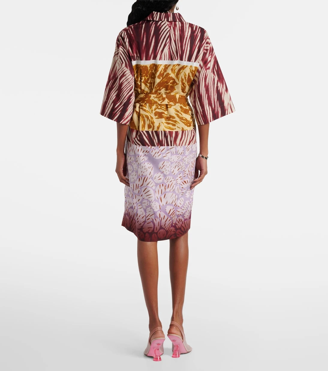Dries Van Noten - فستان قميص من قطن البوبلين المطبوع
