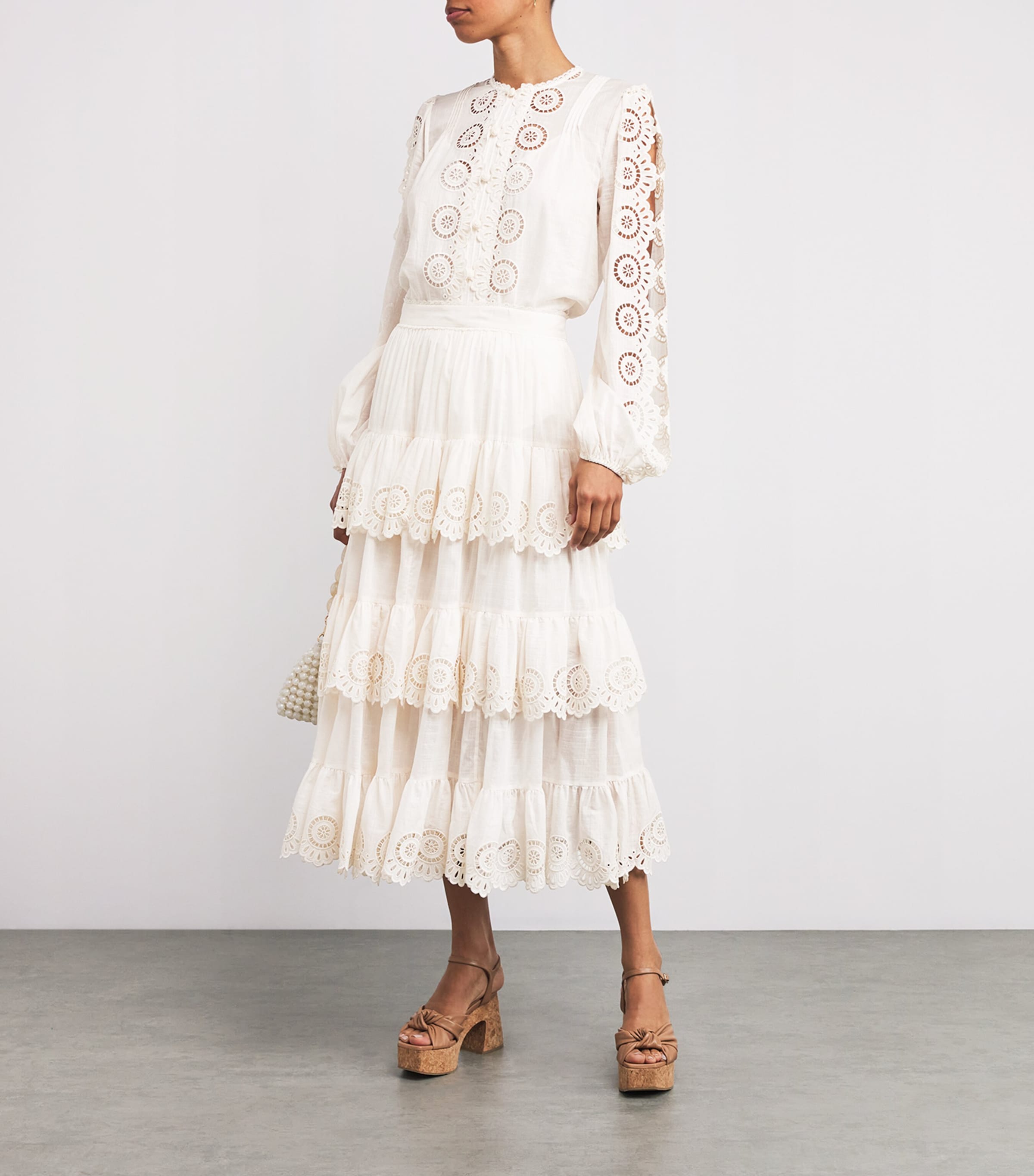 Zimmermann White Broderie Anglaise Lucky Midi Skirt