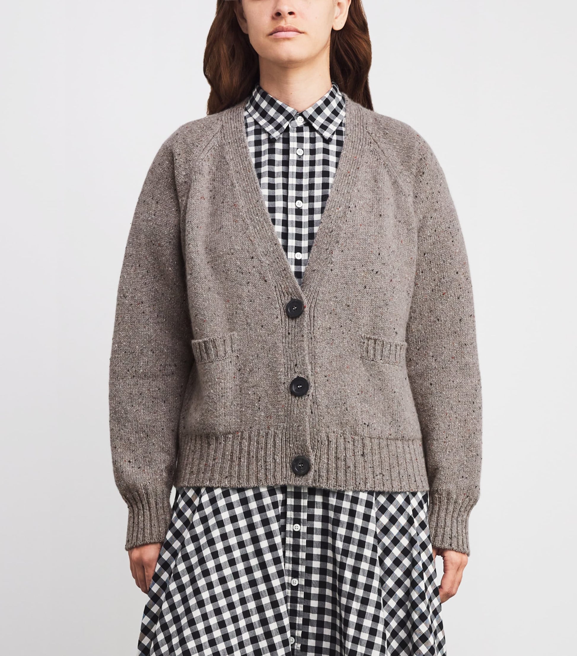 Johnstons Of Elgin Beige Donegal Cashmere Relaxed Cardigan