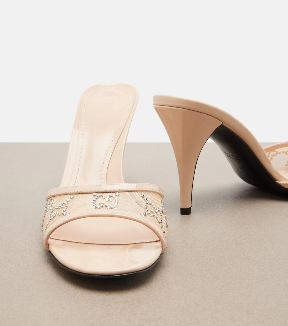 Gucci - Erin GG embellished leather-trimmed mules