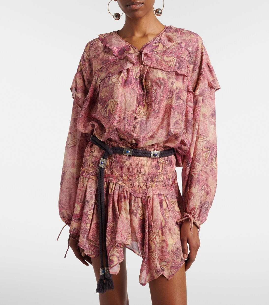 Isabel Marant - Charis printed ruffled silk blouse