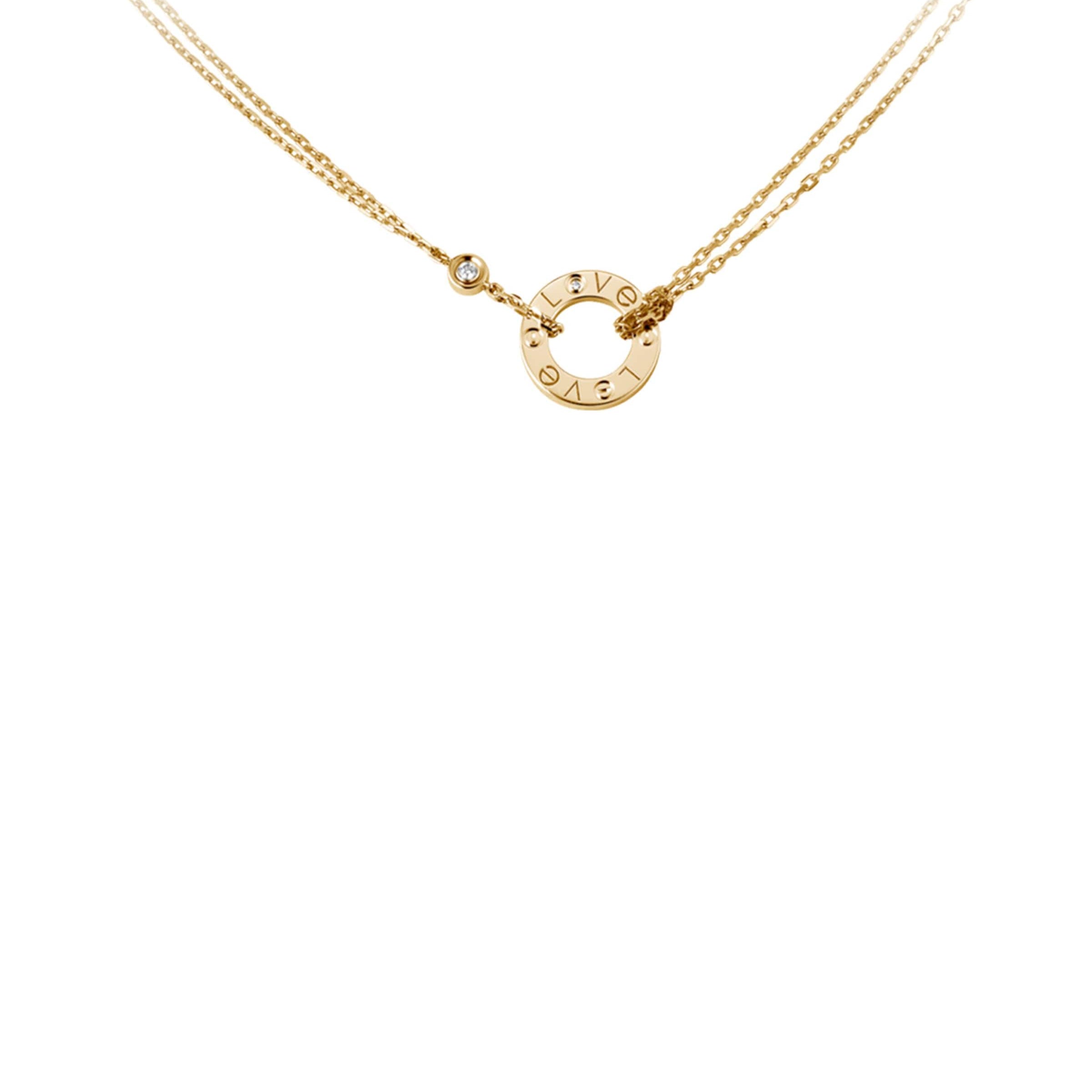 Yellow Gold and Diamond LOVE Double Chain Necklace