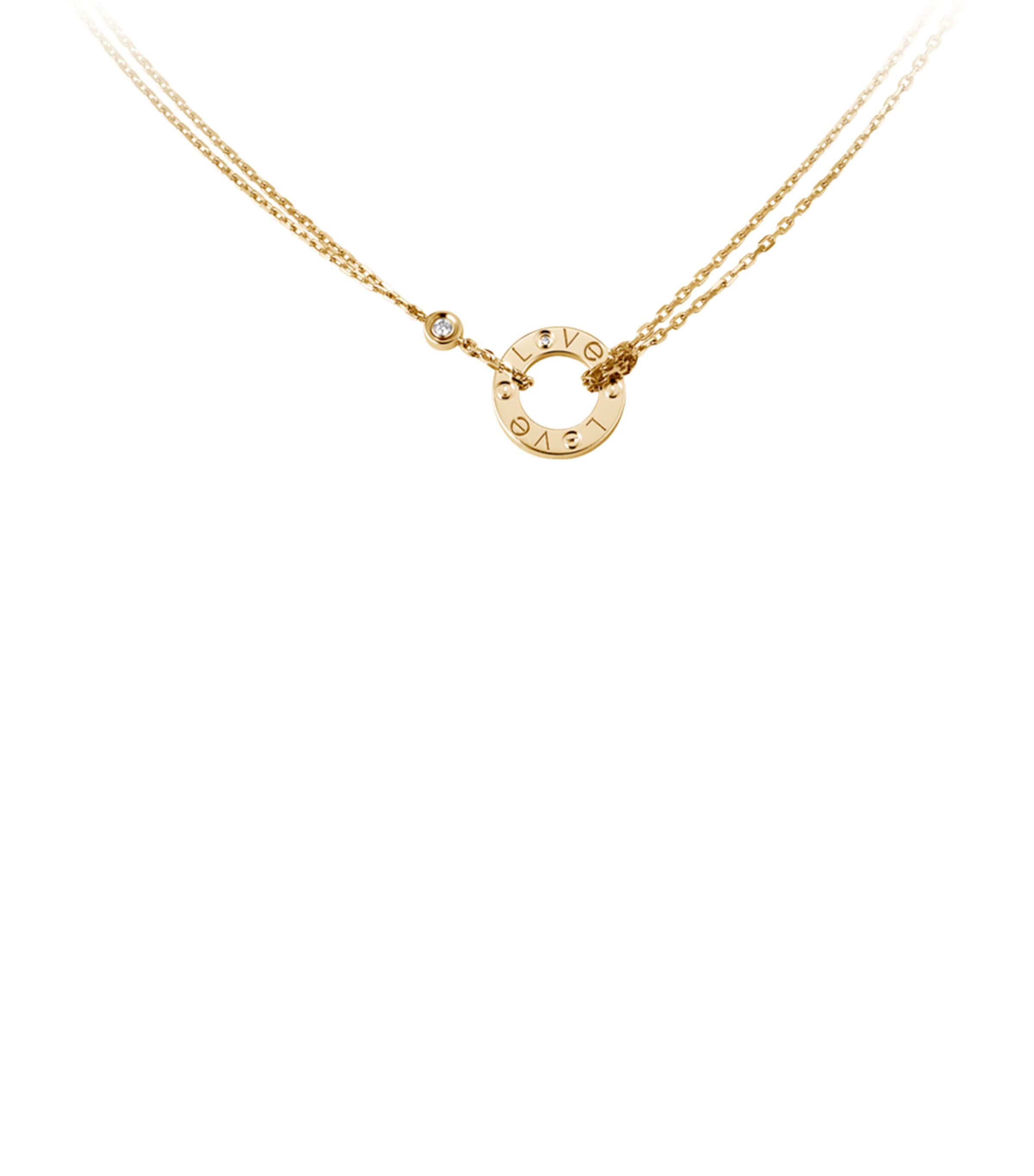 Yellow Gold and Diamond LOVE Double Chain Necklace