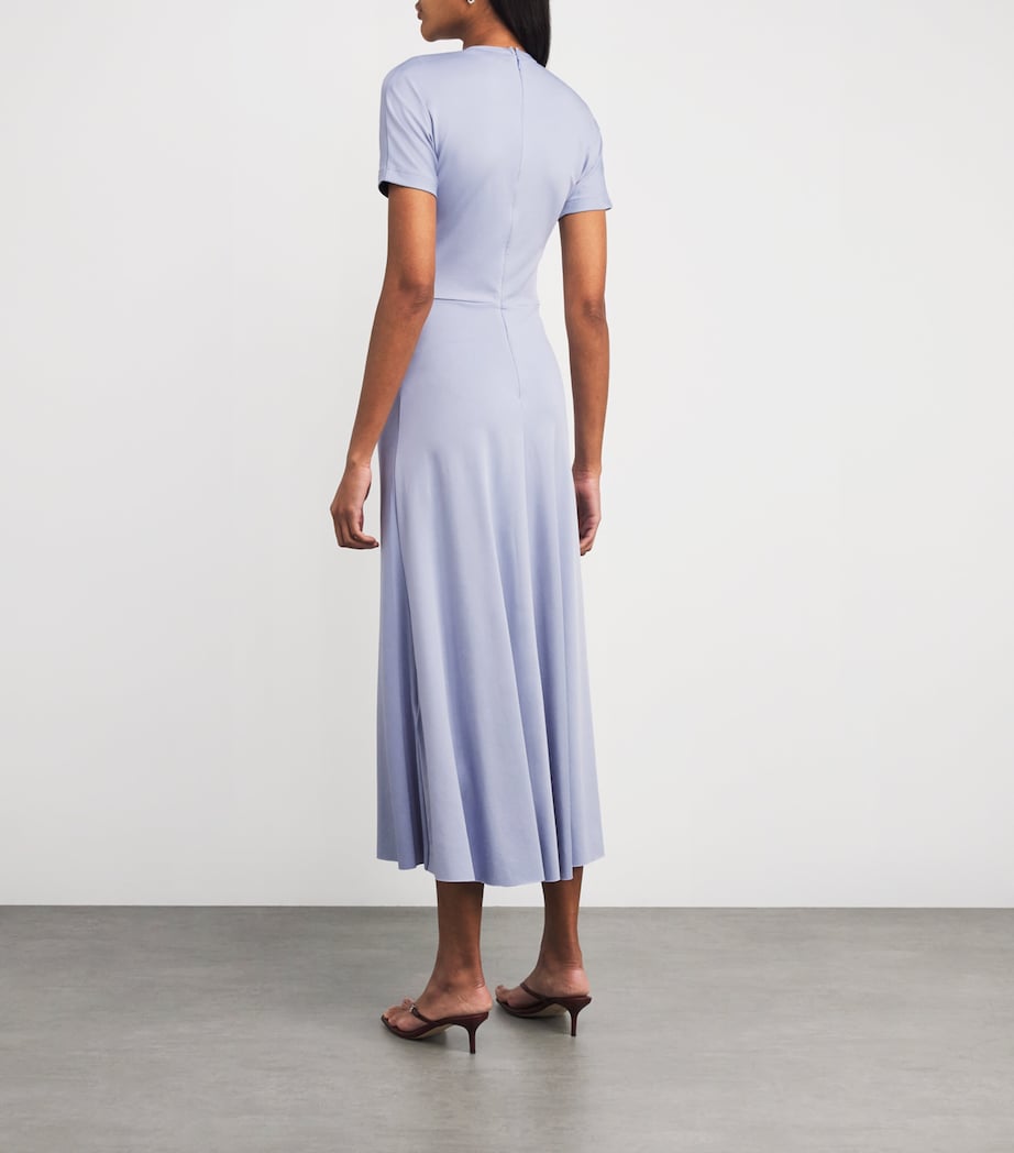 Victoria Beckham Purple Gathered Waist Midi Dress