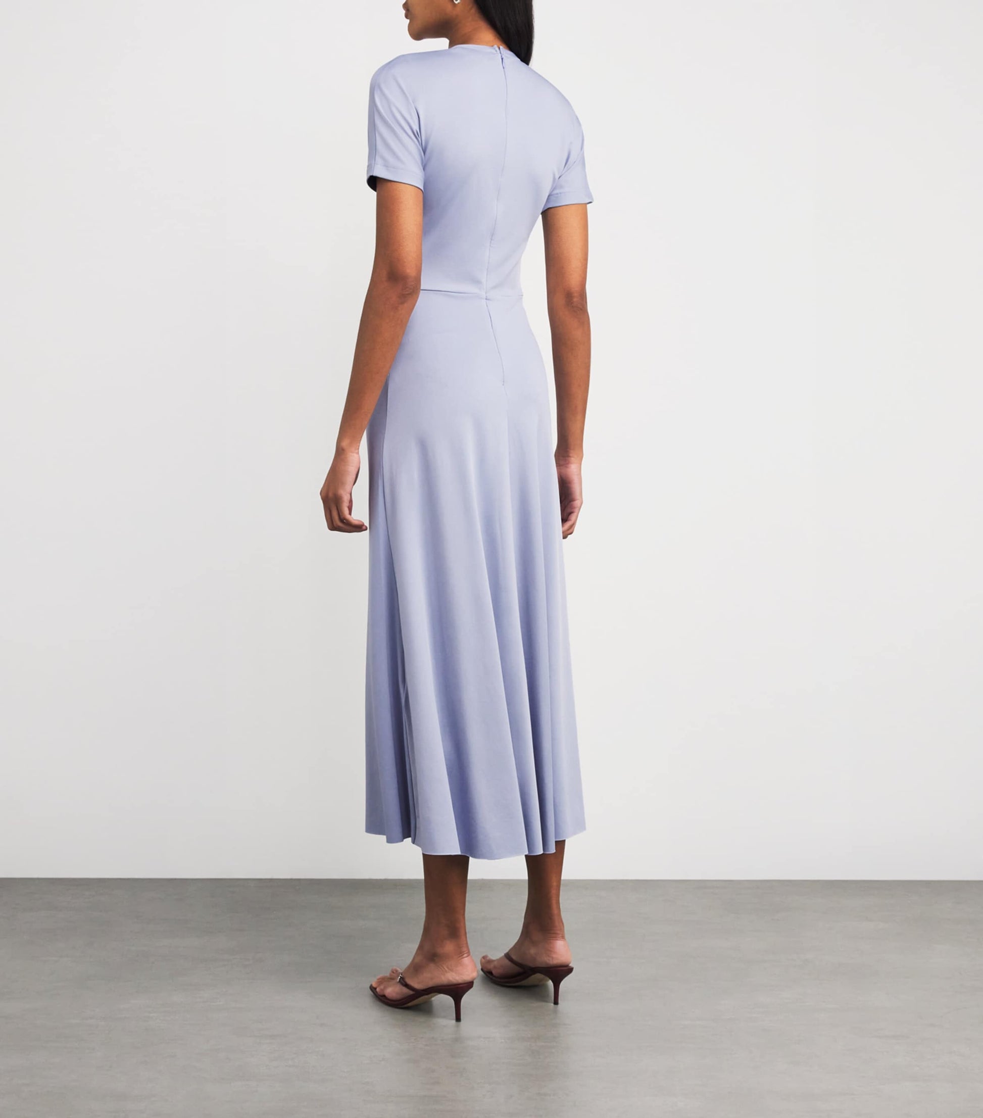 Victoria Beckham Purple Gathered Waist Midi Dress