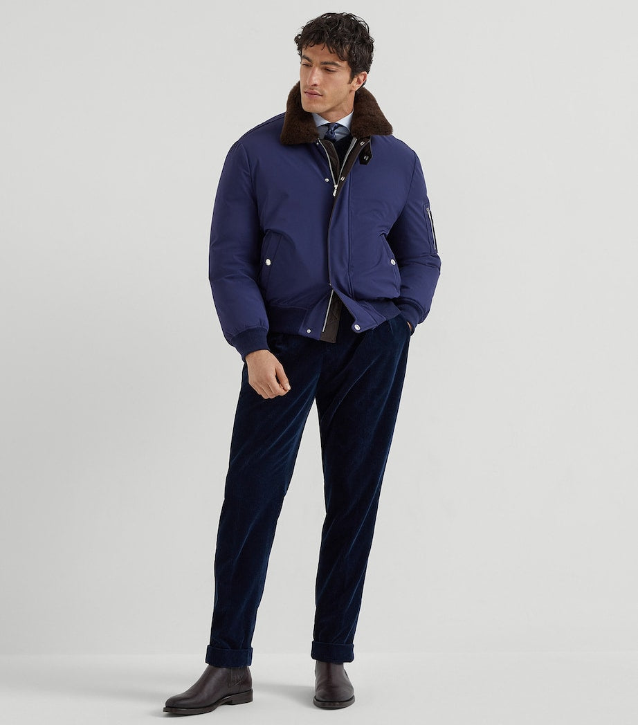 Brunello Cucinelli Blue Down-Filled Bomber Jacket